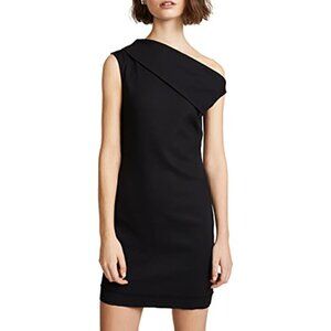 NWT Helmut Lang Asymmetrical Sleeveless Stretch Wool Mini Dress Black 0